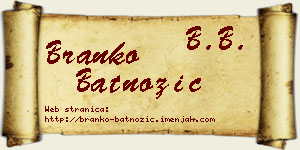 Branko Batnožić vizit kartica